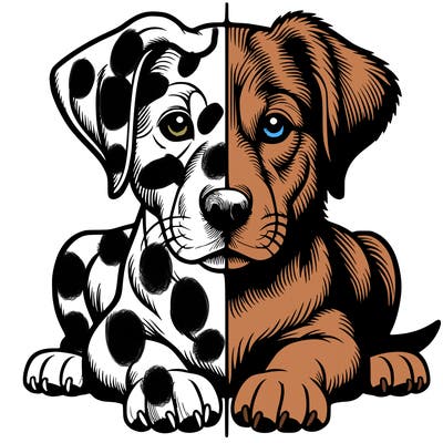 realistic dog split picture