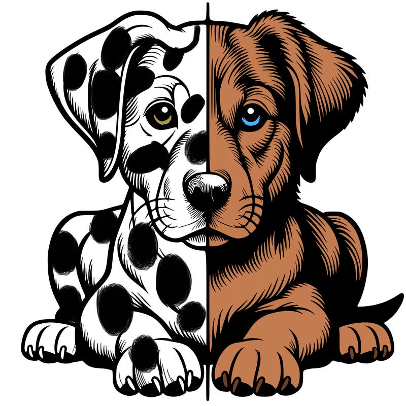 realistic dog split picture