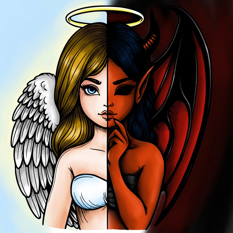 realistic angel half demon