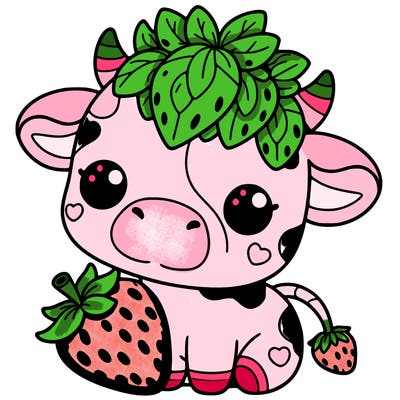 cute strawberry cow