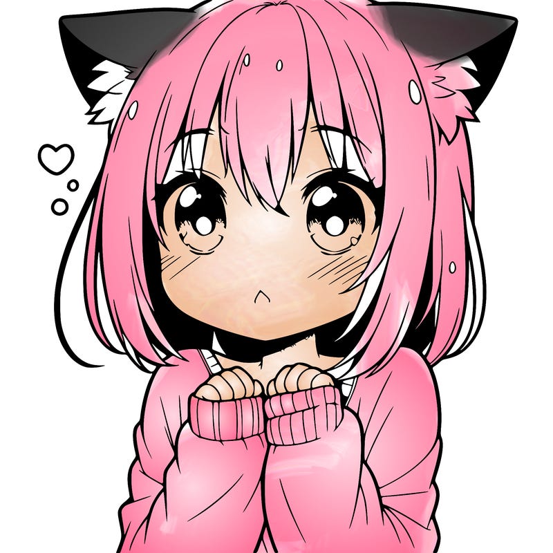 shy anime catgirl