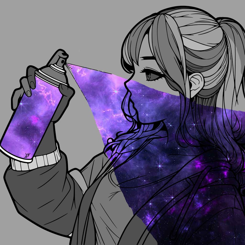 a realistic girl spray, painting