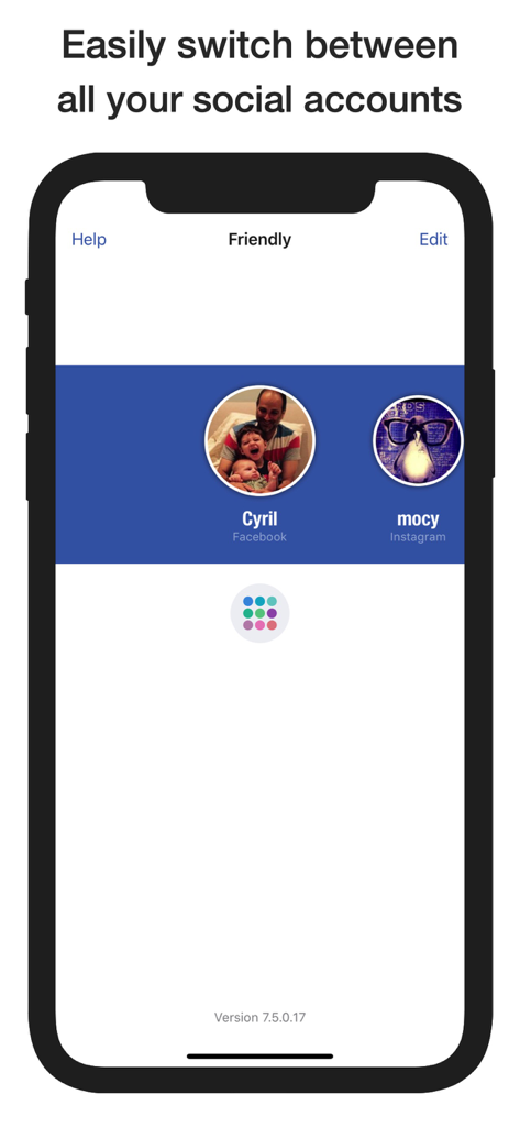 Friendly Social Browser - Interfaz que muestra múltiples cuentas de redes sociales para facilitar el cambio en el Navegador Social Friendly