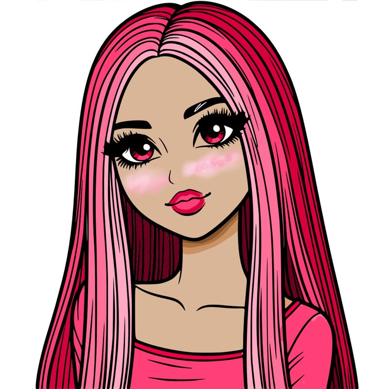 realistic girl with straight and long hair