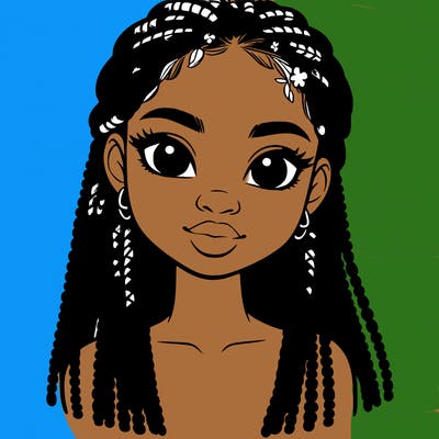 a realistic black girl with braids