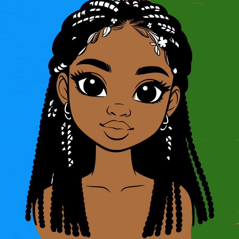 a realistic black girl with braids