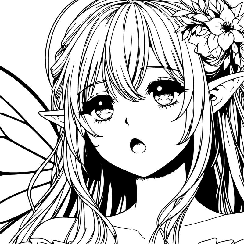 realistic anime fairy girl with mouth and nose