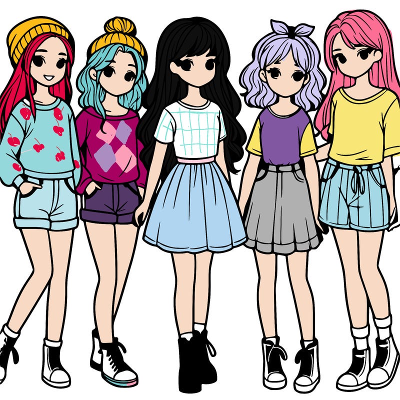 a group of five girls