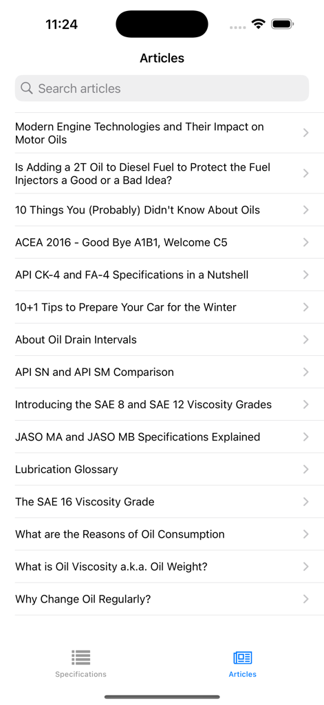 Oil Specifications - List of technical articles about motor oil and lubricant specifications