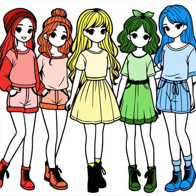 a group of five girls