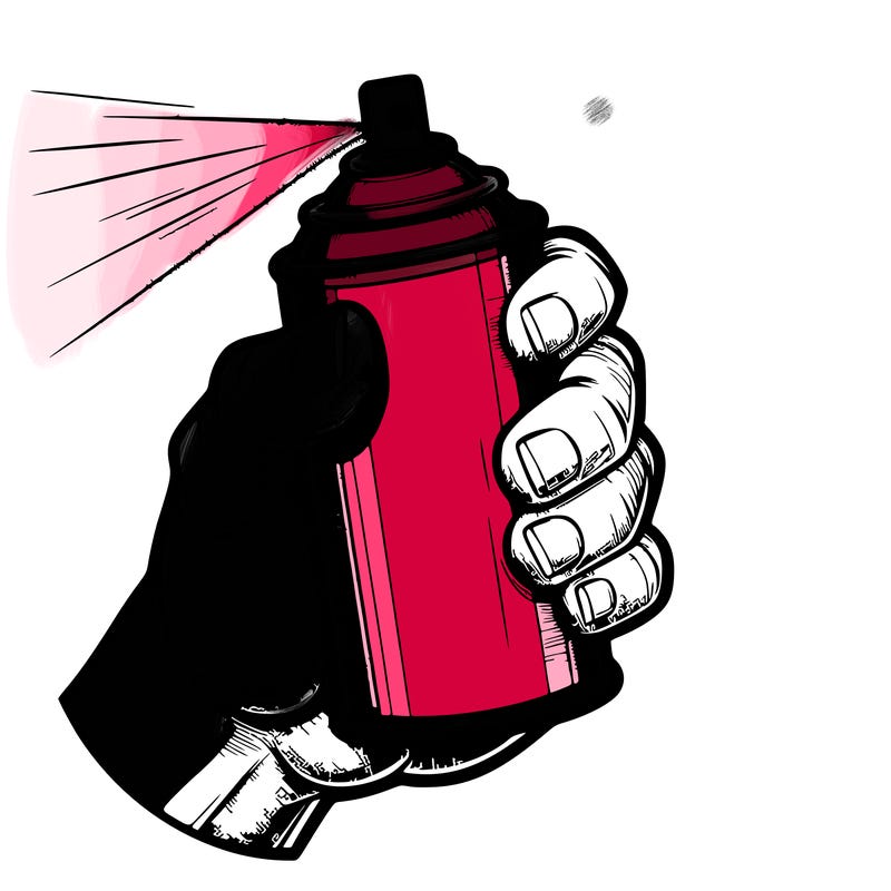 spray paint realistic hold by a hand