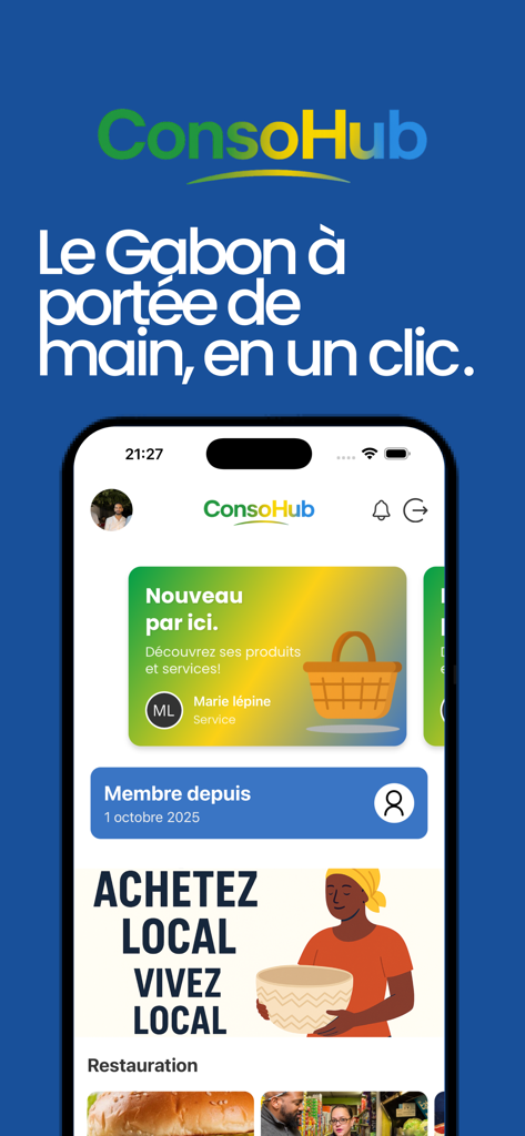 ConsoHub - ConsoHub app interface for discovering and booking local services and products.