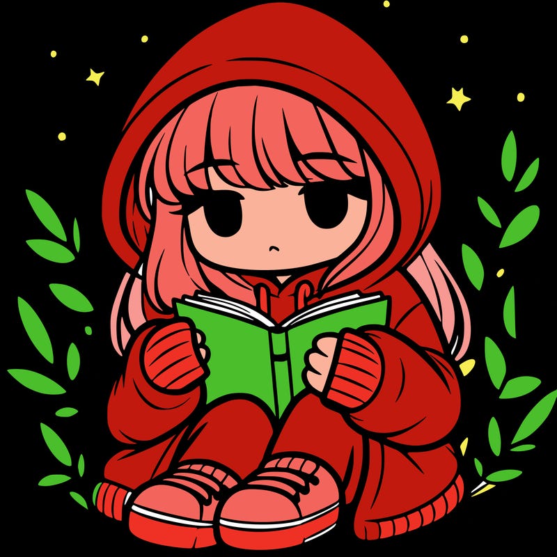 girl in oversized hoodie reading a book