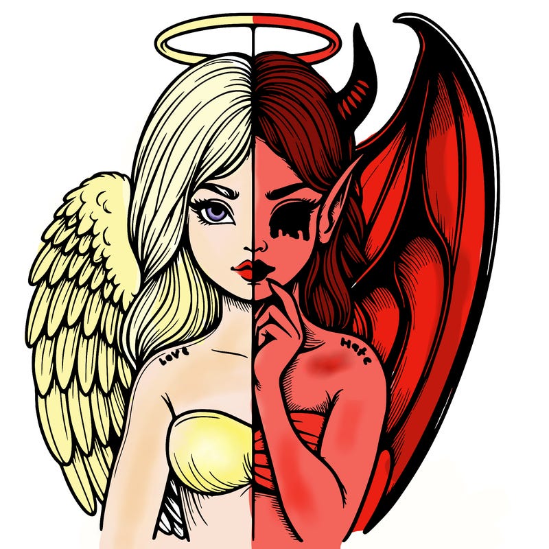 realistic angel half demon