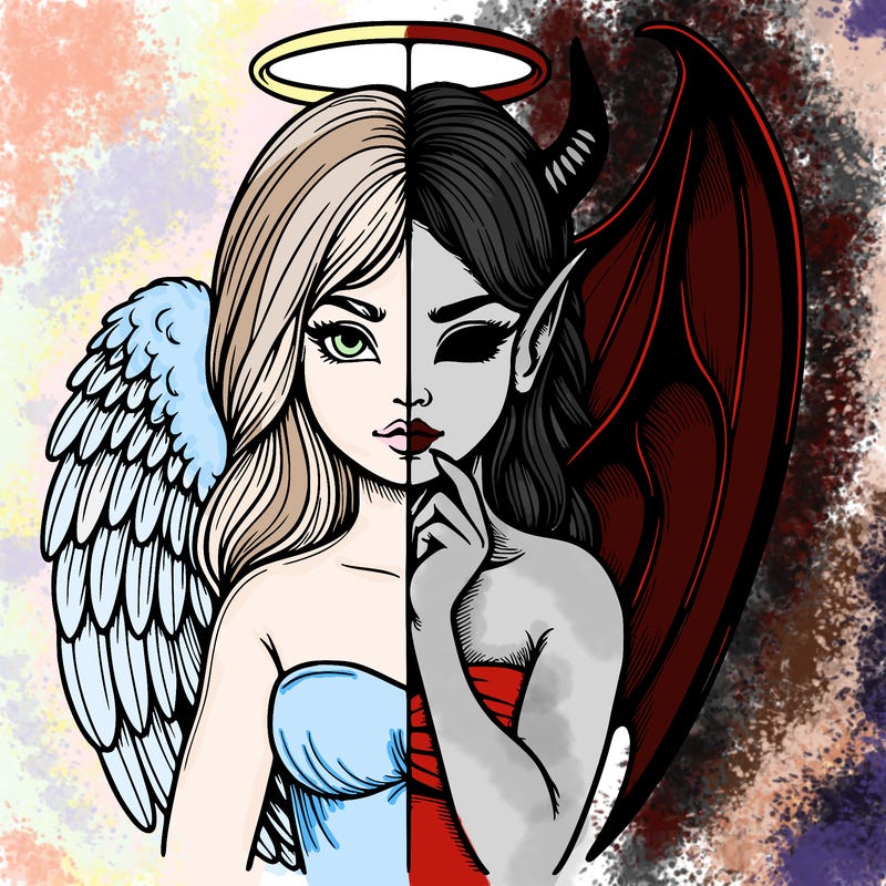 realistic angel half demon