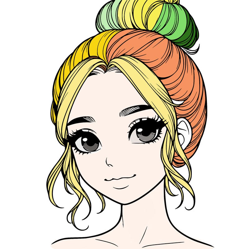 realistic pretty girl with hair in bun