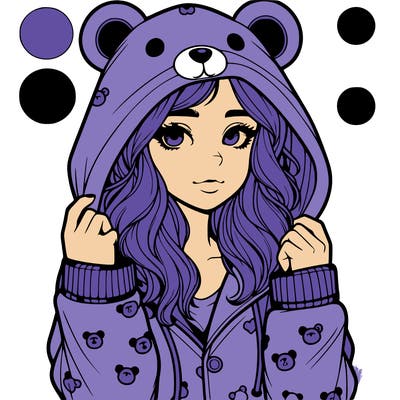 realistic girl in a animal pjs hoodie