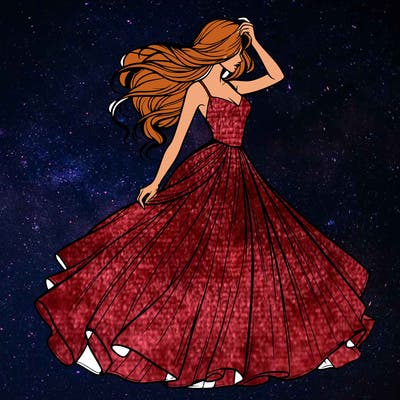 realistic woman with dress flowing in the wind