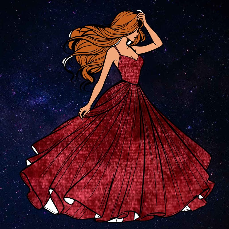 realistic woman with dress flowing in the wind