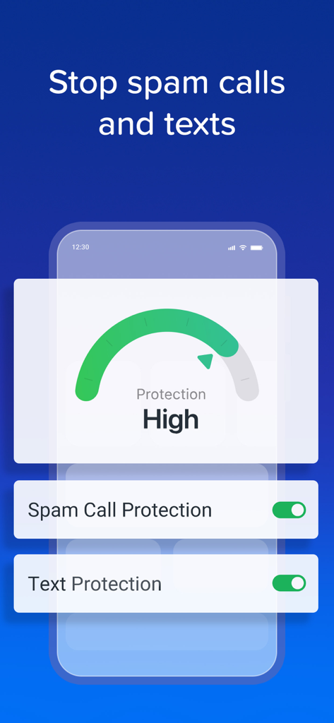 YouMail: Block Spam on iPhone - Interface of YouMail app showing high protection status for spam calls and texts