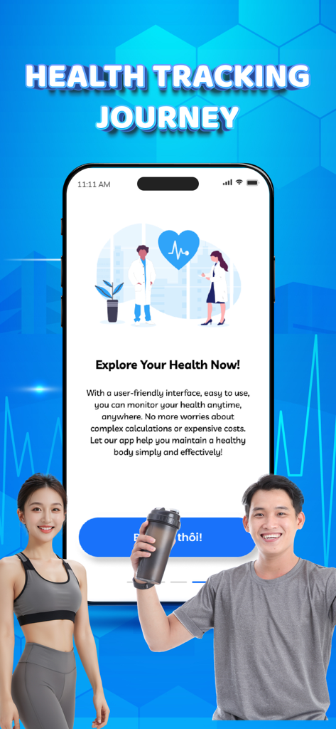 Zwei Personen in Sportkleidung neben einem Smartphone, das die Benutzeroberfläche der Weight Watchers Waage App anzeigt