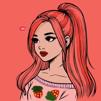 realistic girl with a high ponytail