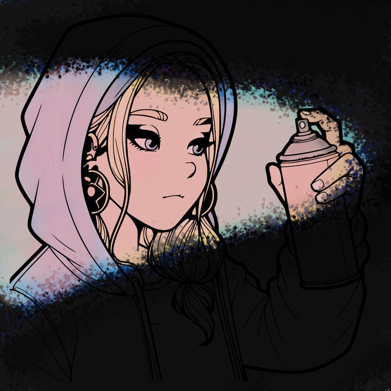 a realistic girl, spray painting