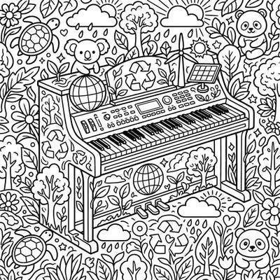 Discover a harmonious blend of music and environmental themes with this delightful Earth Day digital piano coloring page. It's a creative way to celebrate sustainability and express your artistic flair.