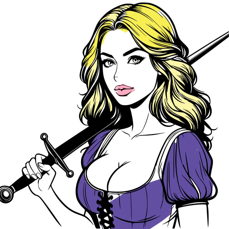 realistic woman with a sword