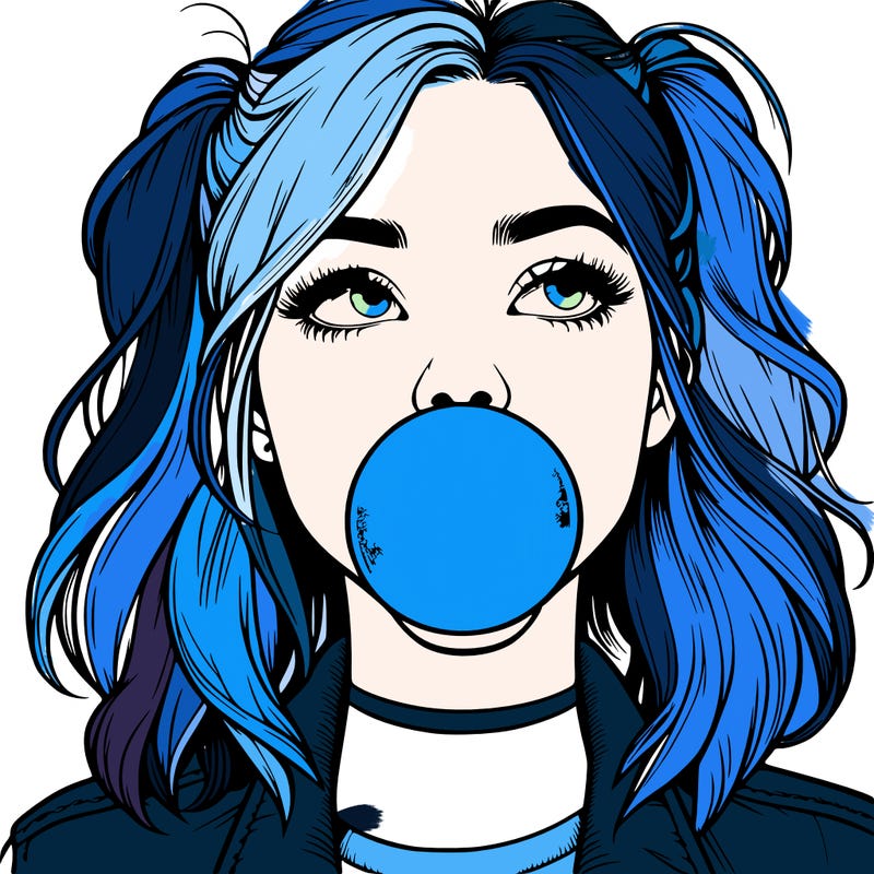 realististic girl blowing bubble -gum