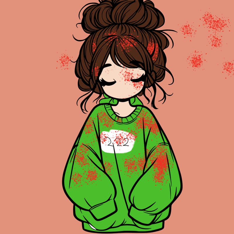 girl with baggy sweatshirt and messy bun