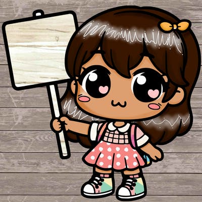 cute girl holding a sighn