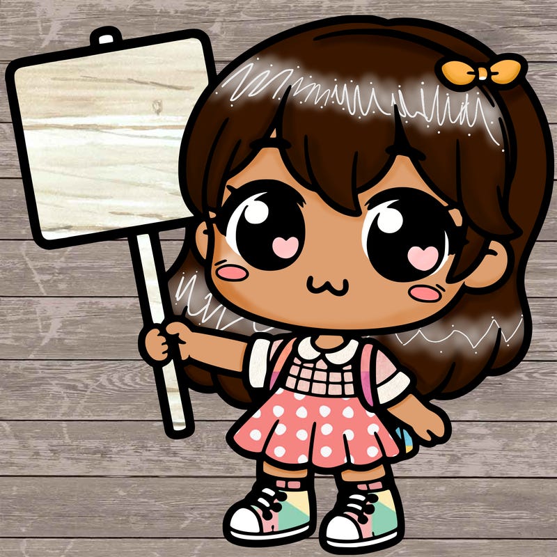 cute girl holding a sighn