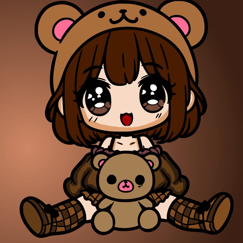 cute anime girl with bear fit