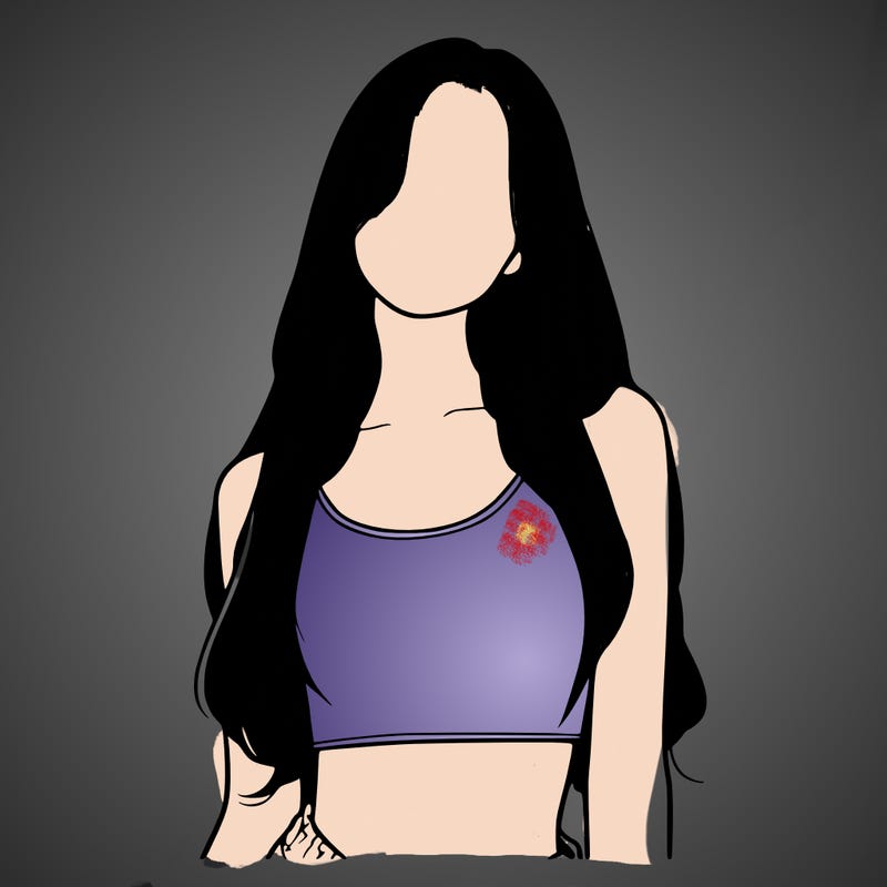 realistic girl with long hair and a crop top