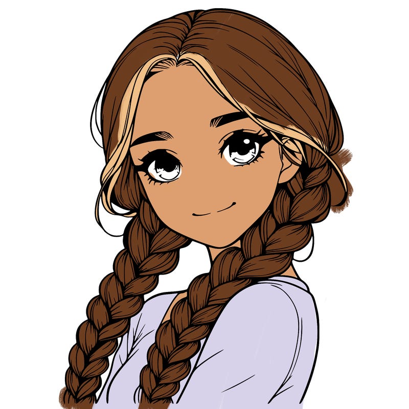 realistic girl with braids