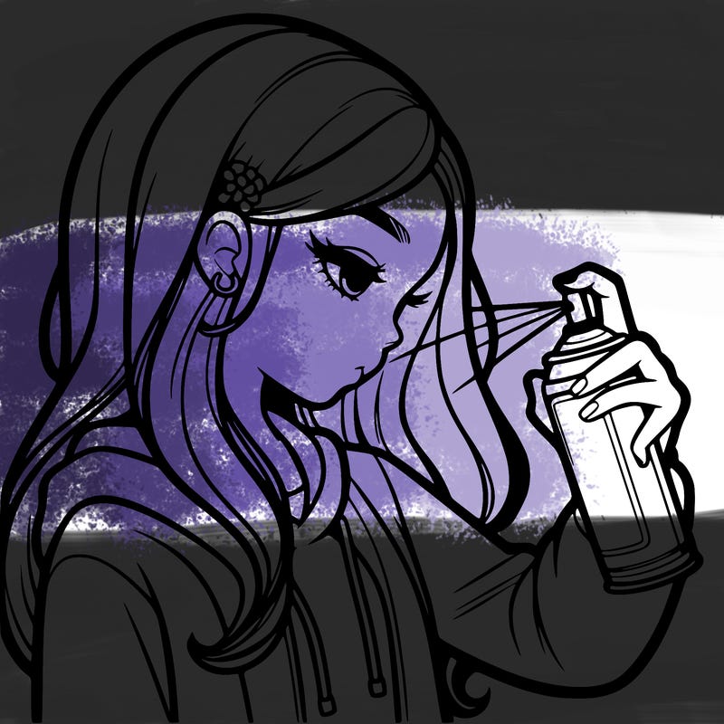 a realistic girl spray painting