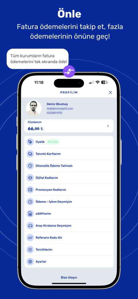 Abonesepeti Abonelik Yönetimi - Mobile app interface showing the user profile and account management settings for subscription tracking.