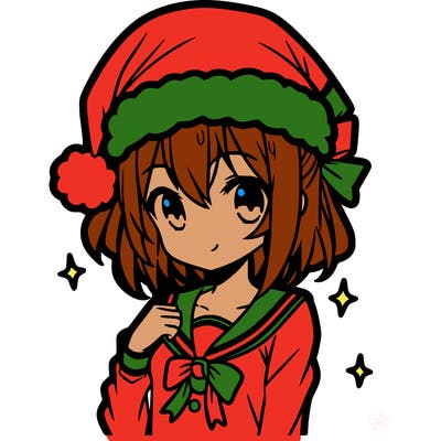 anime girl wearing a santa hat