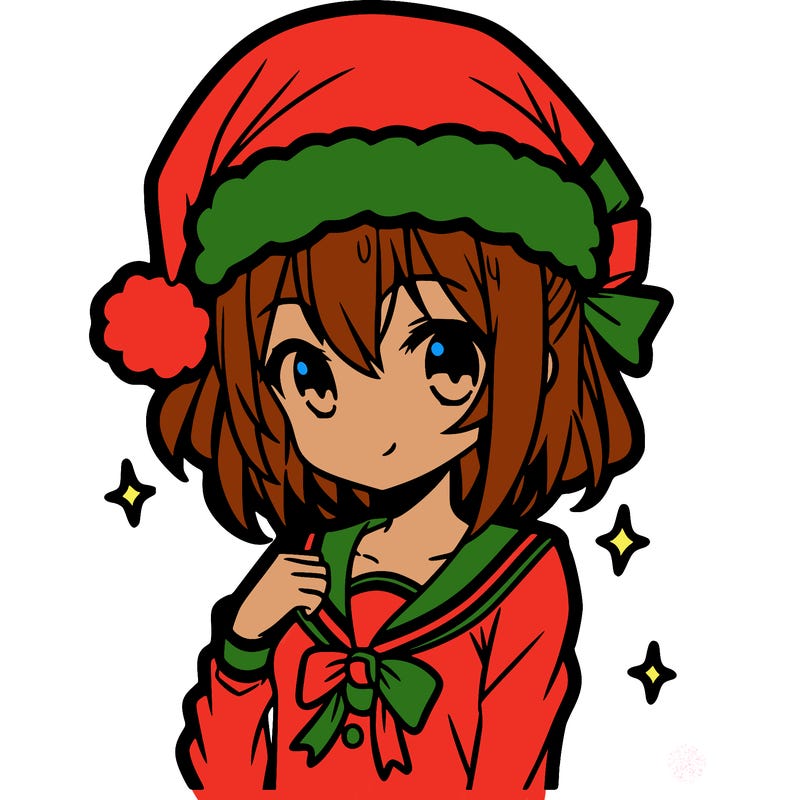 anime girl wearing a santa hat
