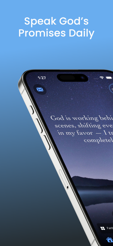 Smartphone screen showing a daily Christian affirmation from the SpeakLife app