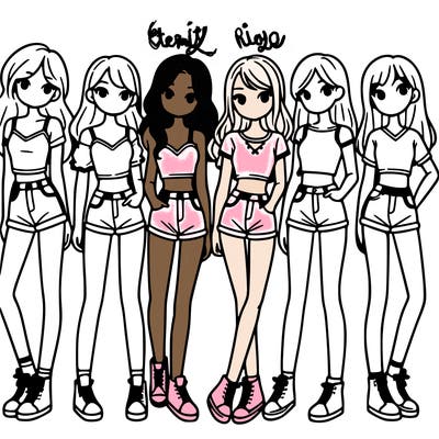 a group of girls wearing crop tops and shorts