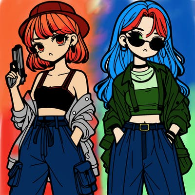 stylish girls with a gun
