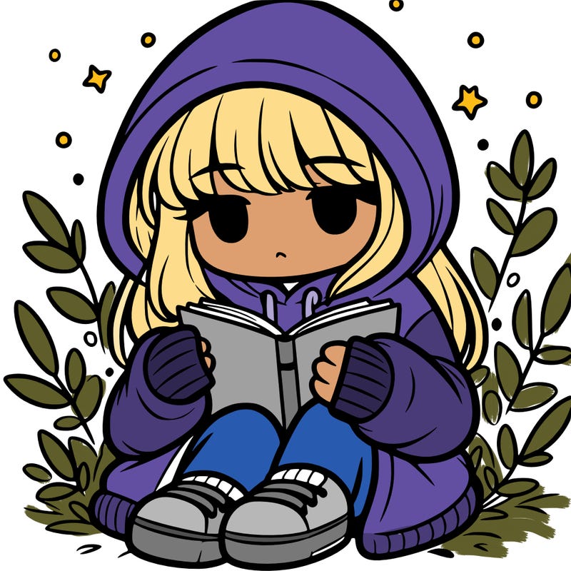 girl in oversized hoodie reading a book