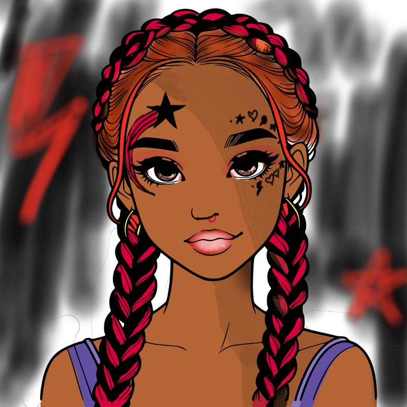 realistic girl with braids
