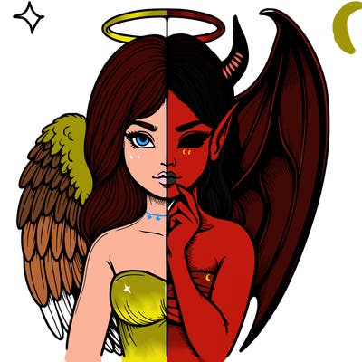 realistic angel half demon