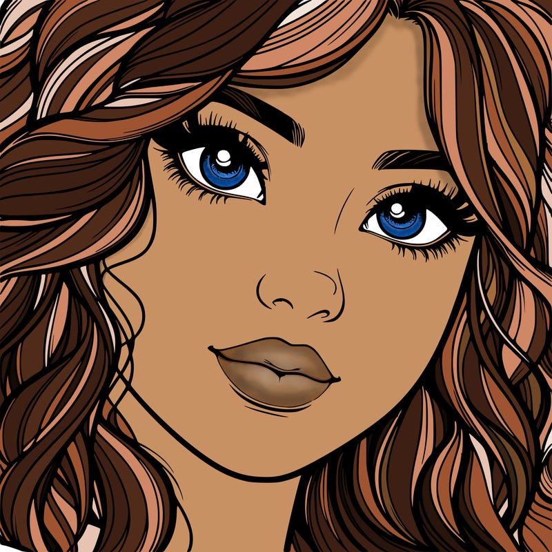 beautiful realistic girl close up to the camera with wavy hair,