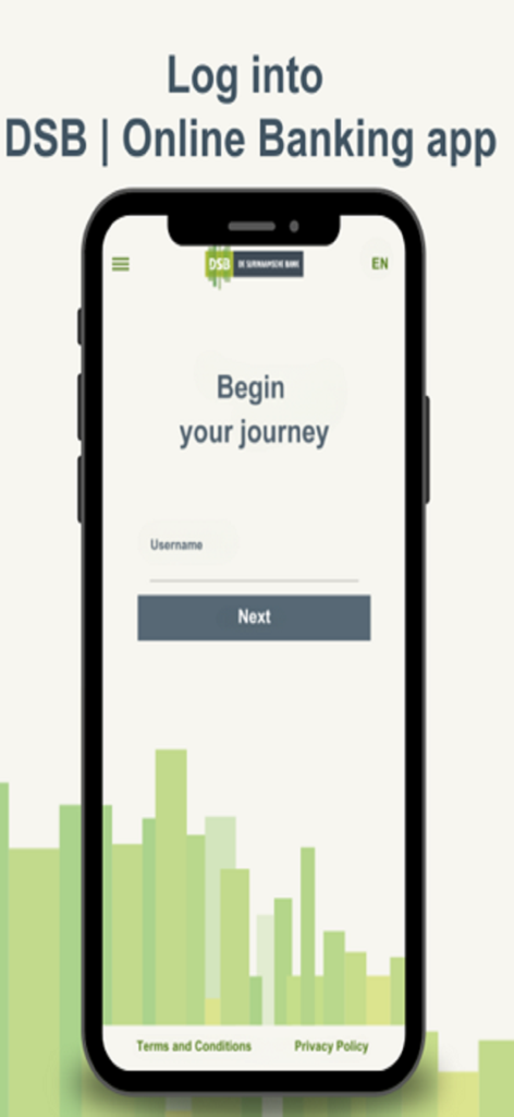 Schermata di accesso per l'app DSB Mobile Banking con campo nome utente