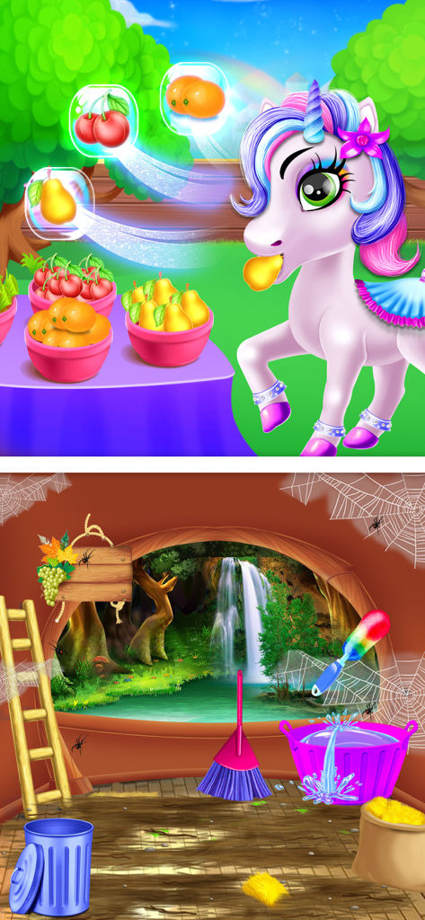 Pony Dress up - Pony Games - Unicorn feeding and room cleaning mini games in Pony Dress up