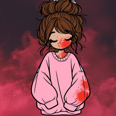 girl with baggy sweatshirt and messy bun